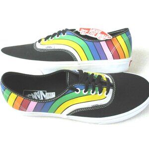Vans Women's Authentic Refract Rainbow Striped Canvas Skate shoes Size 6.5 NIB